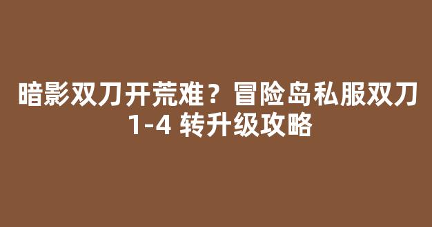 暗影双刀开荒难？冒险岛私服双刀 1‑4 转升级攻略